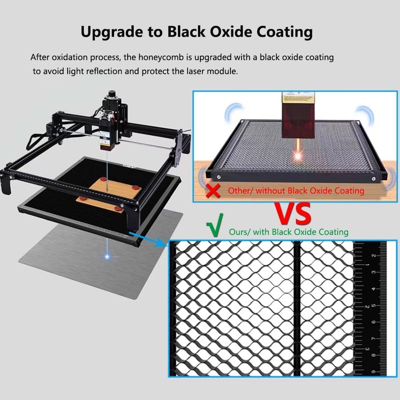 Skouphy Upgraded Oxide Coating Honeycomb Laser Bed 400x400mm Honeycomb Work Table with Fixed Magnets for Most Laser Engraving Machines Fast Heat Dissipation and Smoke Elimination - Image 4